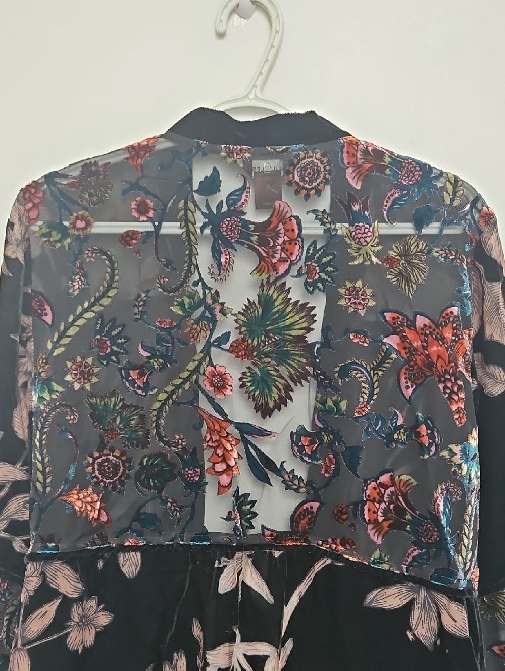 Multiples Burnout Velvet Jacket Womens Sz L Black Flared Kimono Floral NWT - Picture 8 of 11